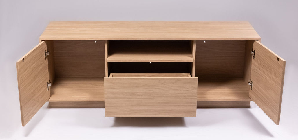 TV Stand For TVs Up To 65" & 2 Doors, 1 Drawer And 1 Open Shelf - Walnut