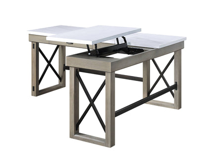 Talmar - Marble Top & Rustic Writing Desk With Lift Top - Oak