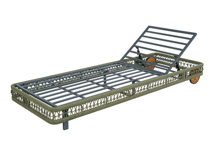 Outdoor Chaise Lounge With Wheels, 5 Position Adjustable Backrest