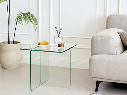 Modern Transparent Tempered Glass Sidetable