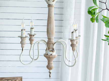 4 Light Chandelier, Hanging Light Fixture With Adjustable Chain For Kitchen, Bulb Not Included - Cream White