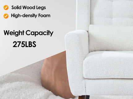 Modern Accent Chair, Arm Chairs For Living Room, Upholstered Mordern Armchair, Comfy Soft Padded Lounge Chair In Small Space, Bedroom, With Pillow, Solid Wood Leg