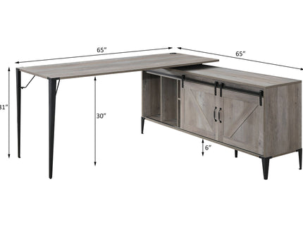 Zakawani - Writing Desk With Cabinet - Gray