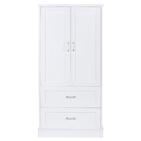 Tall Bathroom Storage Cabinet With 2 Doors And Drawers, Adjustable Shelf