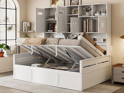 Daybed With All-In-One Cabinet And Shelf