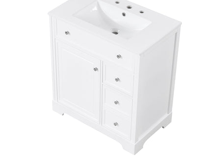Bathroom Vanity With Sink Top, Cabinet With Door And 2 Drawers - White