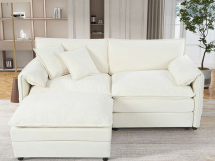 Modern Comfy Deep Seat Modular Sectional Sofa Cloud Couch With Ottoman