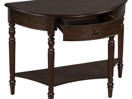 Half Moon Console Table With Drawer & Shelf