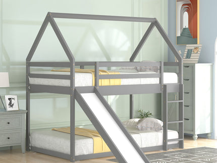 House Shape Bunk Bed With Slide And Ladder