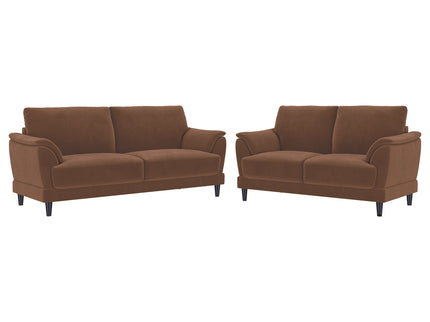 Dania - 2 Piece Upholstered Crescent Arm Sofa Set - Rust