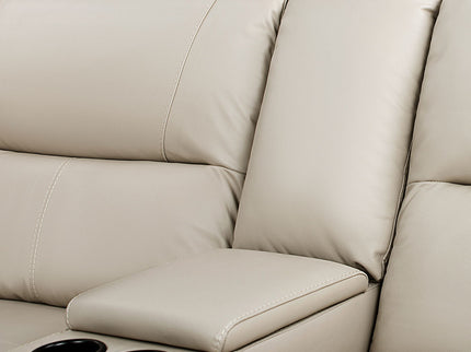 Malibu - Modern Power Motion 3 Piece Reclining Loveseat Sofa With Cup Holders - Cream Taupe Beige
