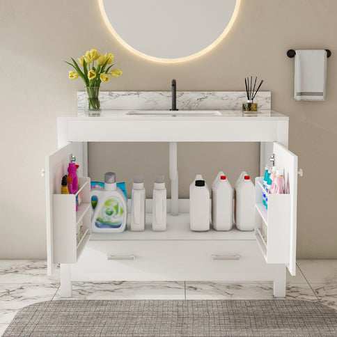 43" Bathroom Vanity, Multi Functional Cabinet - White