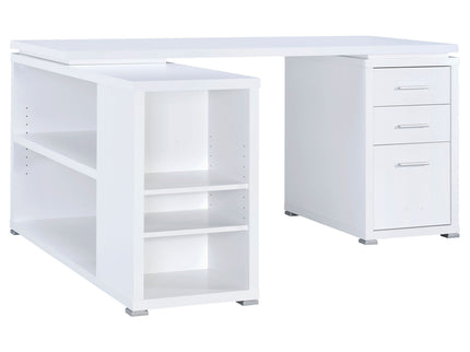 Tona - L-Shape Computer Desk With 3 Drawers And 5 Shelves