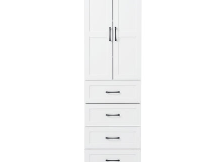 Bathroom Vanity With 2 Damping Hinge Doors, 3 Drawers, Adjustable Shelves - White