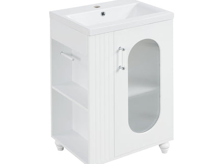Modern Bathroom Vanity With Sink, Adjustable 2 Tier Shelf