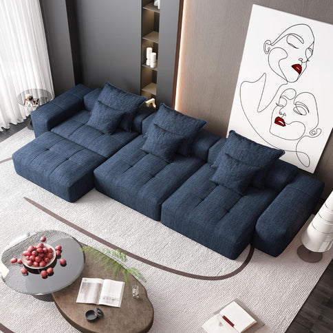 Modern Oversized Diy Combination Modular Sectional Sofa & Pillows