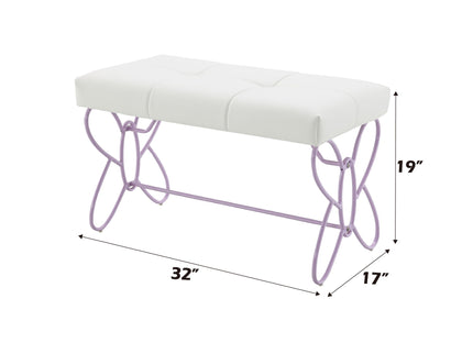 Priya II - Synthetic Leather Purple Bench - Purple / White