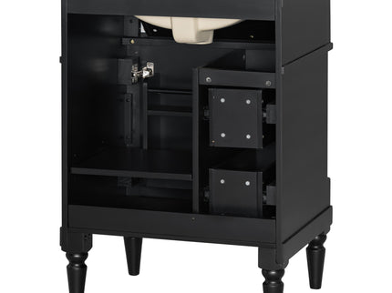 Freestanding Bathroom Vanity With Sink, Adjustable Shelf & Flip Drawer