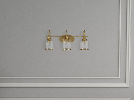 3 Lights Brush Vanity Light - Clear / Gold