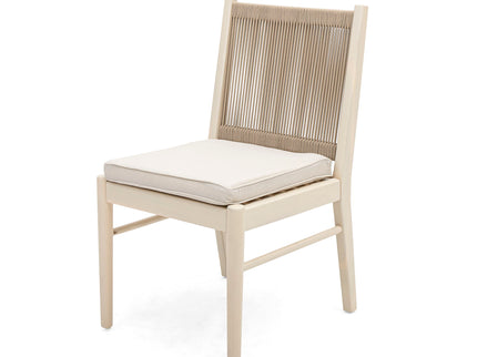 Cordoba - Dining Chair (Set of 2) With Acacia Wood Frame And Water Repellent Fabric - Beige / Yellow