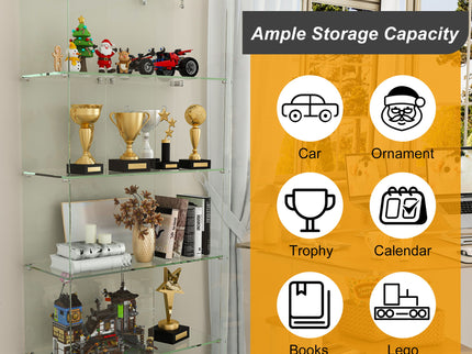 Premium 5 Tier Glass Display Case With 5 Dynamic LED Modes