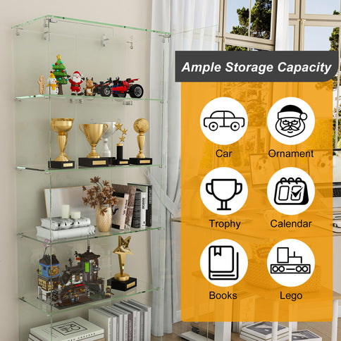 Premium 5 Tier Glass Display Case With 5 Dynamic LED Modes