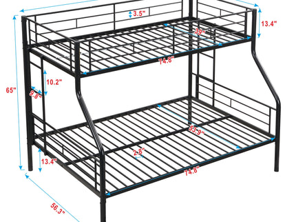 Twin Over Full Bunk Bed With Large Under-Bed Storage - Black