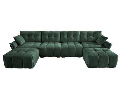Sofa Set With Ottoman And Pillows, Textured, High Resilience Cushions