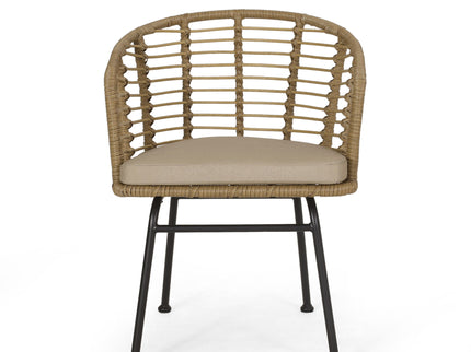 Randy - Modern Wicker Chair With Water Resistant Cushions - Brown / Beige