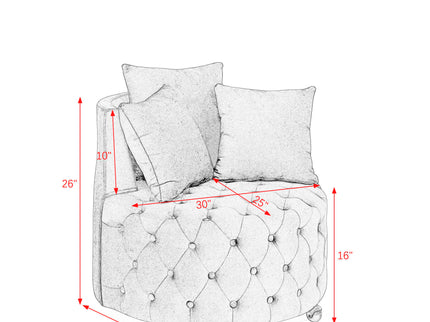 Modern Upholstered Swivel Chair With Button Tufted Design And Movable Wheels