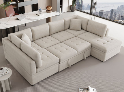 Oversized Sectional Sofa U-Shaped Sofa Couch Pull-Out Sofa Bed With Two Throw Pillows For Living Room