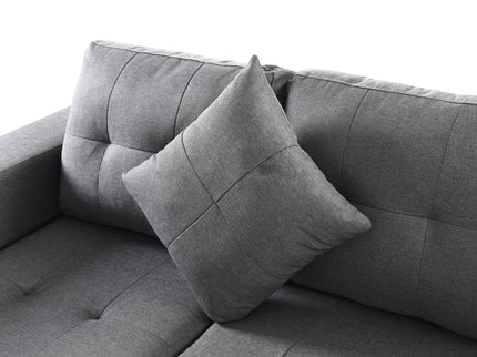 Modern Sectional Sofa Set With L Shape Chaise Lounge, Cup Holder, 4 Seat - Gray