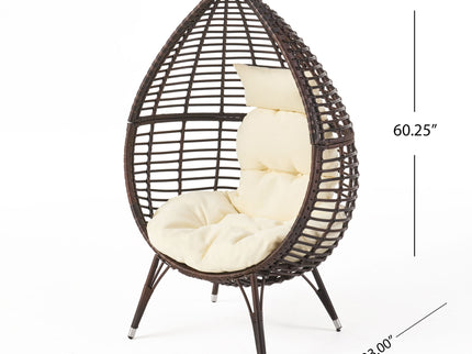 Cutter Teardrop Patio Chair With Water Resistant Cushion - Multi / Brown / Beige