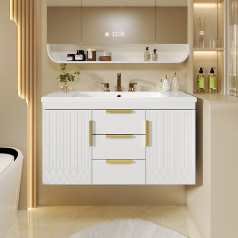 Wall Mounted Bathroom Vanity With Sink, Floating Storage Cabinet With 2 Drawers