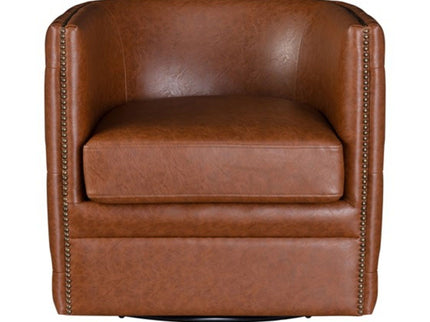 Swivel Chair With Tufted Barrel Design And Nailhead Accents