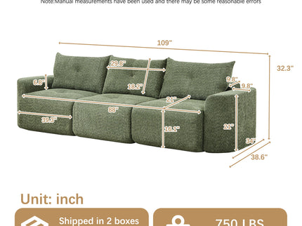 3 Seater With Thickened Armrests Sofa For Living Room