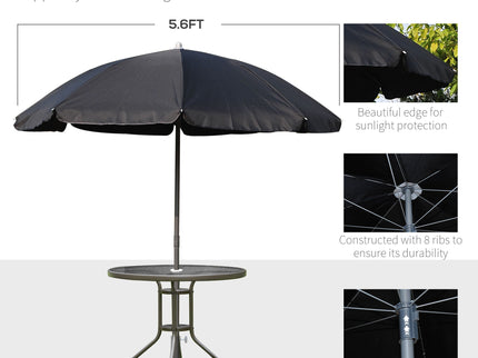 Outsunny - Patio Dining Set With Table Umbrella, Folding Chairs And Dining Table, Outdoor Patio Furniture Set