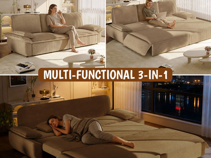 King Size Pull Out Sofa Bed, 3 In 1 Convertible Multifunctional