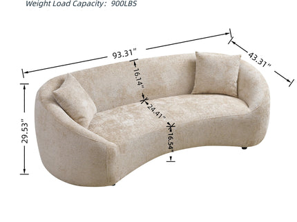 Curved 3 Seater Sofa, Long Living Room Couch