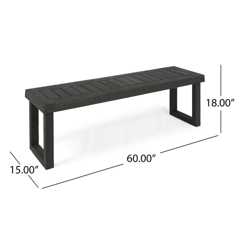 Outdoor 6 Seater Dining Set With Bench - Dark Gray / Light Gray
