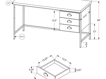 Computer Desk For Home Office, Laptop, 3 Storage Drawers, Contemporary & Moder