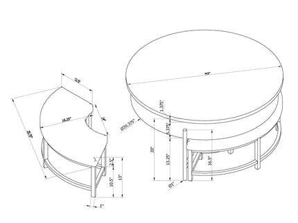 Rounded Storage Coffee Table With 3 Stools