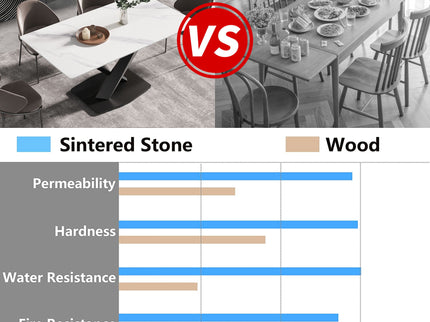 63" Modern Artificial Stone Straight Edge Metal X-Leg Dining Table, 6 People - White / Black