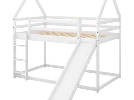 House Shape Bunk Bed With Slide And Ladder