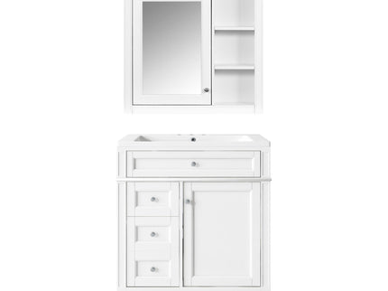 Bathroom Vanity With Medicine Cabinet, Royal Mirror Cabinet, Modern Bathroom Storage Cabinet With 2 Soft Closing Doors And 4 Drawers