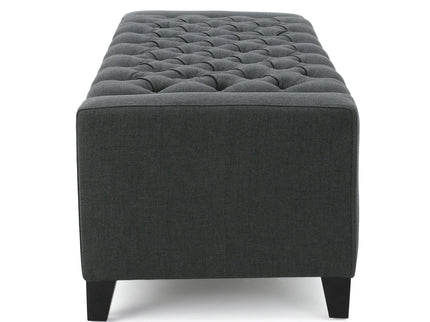 Contemporary Storage Ottoman With Tufted Top - Dark Gray