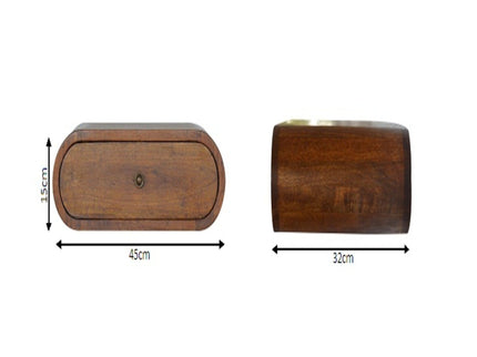 Wall Mounted Round Bedside Table - Chestnut