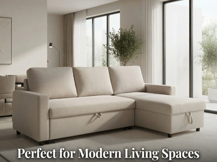 L - Shaped Convertible Sofa Bed With Storage Chaise