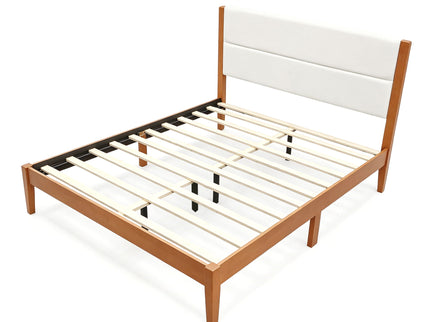 Platform Bed Frame With Upholstered Headboard, Slat Support