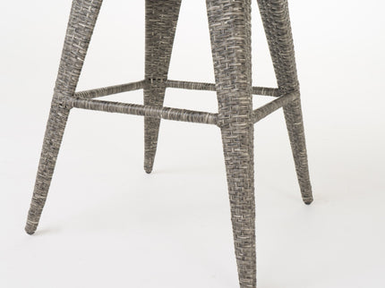 Outdoor Rattan Swivel Barstool With Water Resistant Cushion - Mixed Black / Dark Gray